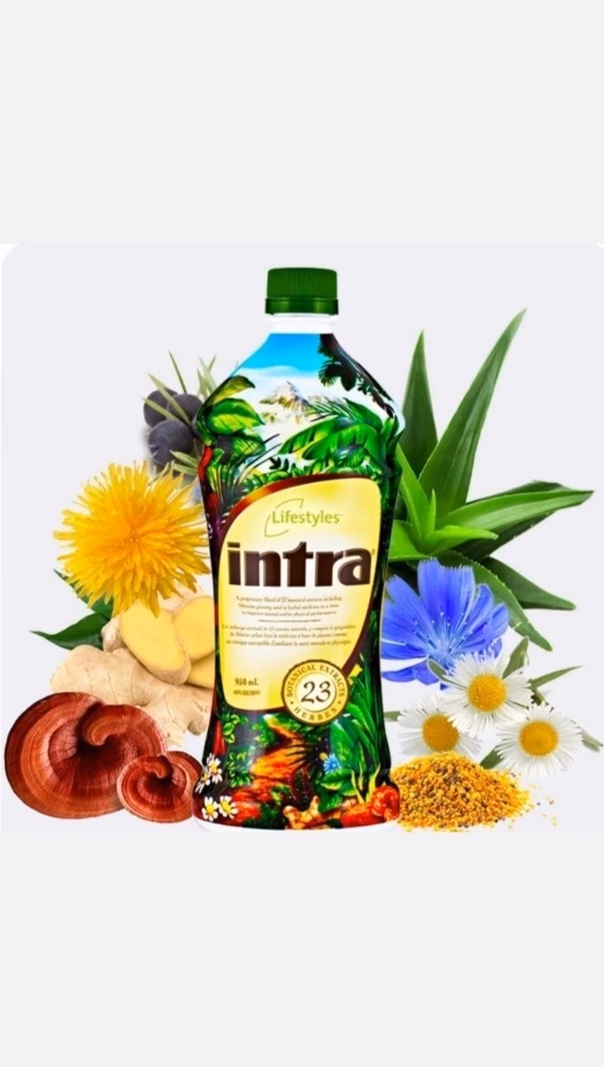 How many herbs and botanicals are in intra herbal juice?