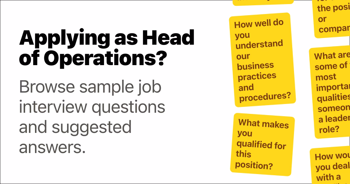How do you choose a head of operations?