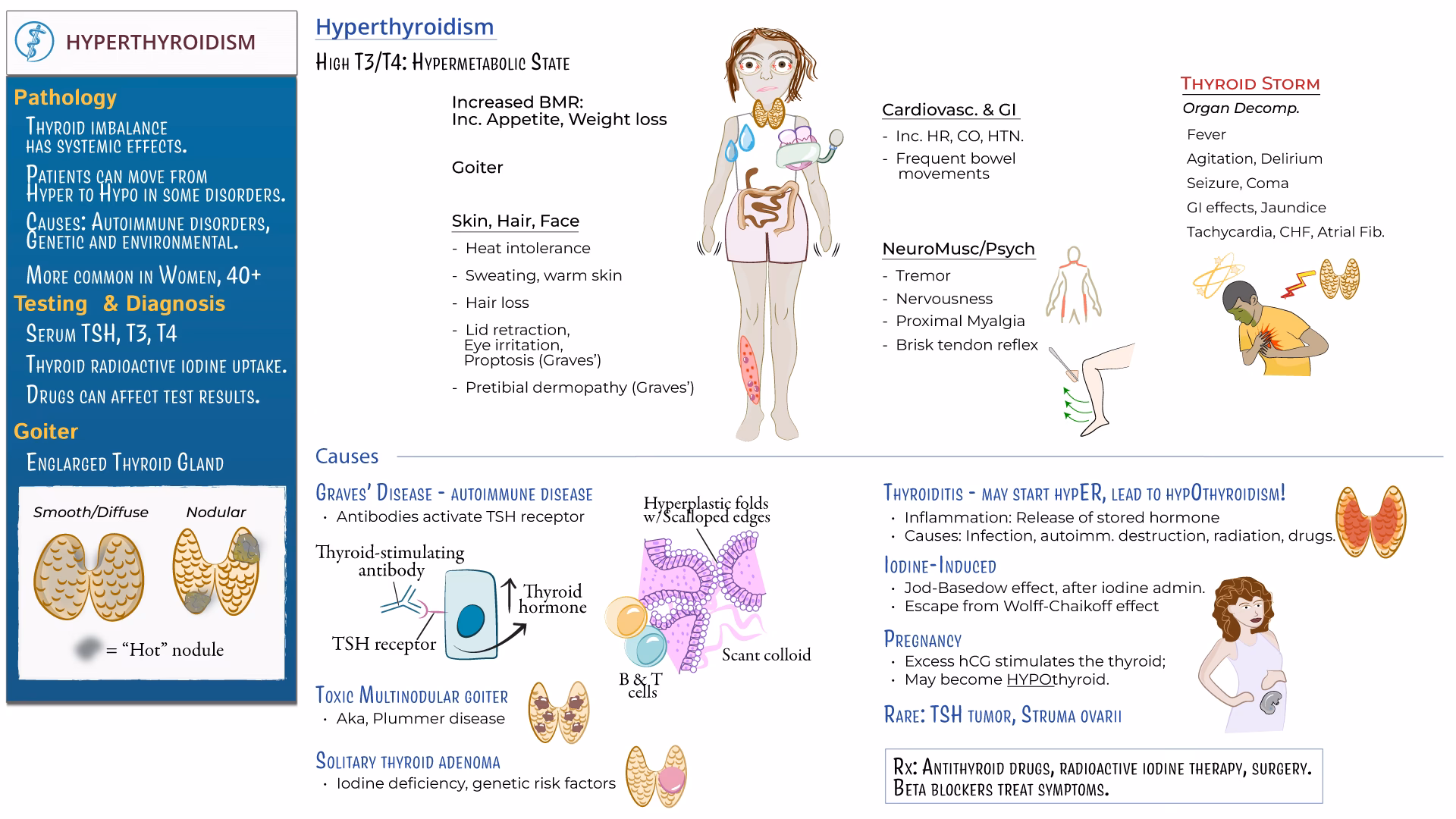 What causes hyperthyroidism & thyrotoxicosis?