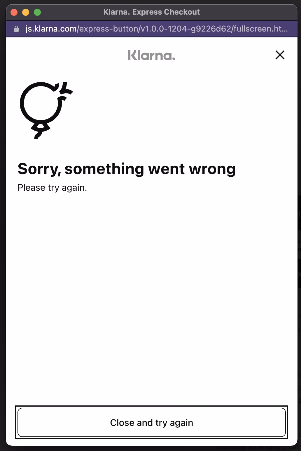 What does a 4xx code mean in Klarna?