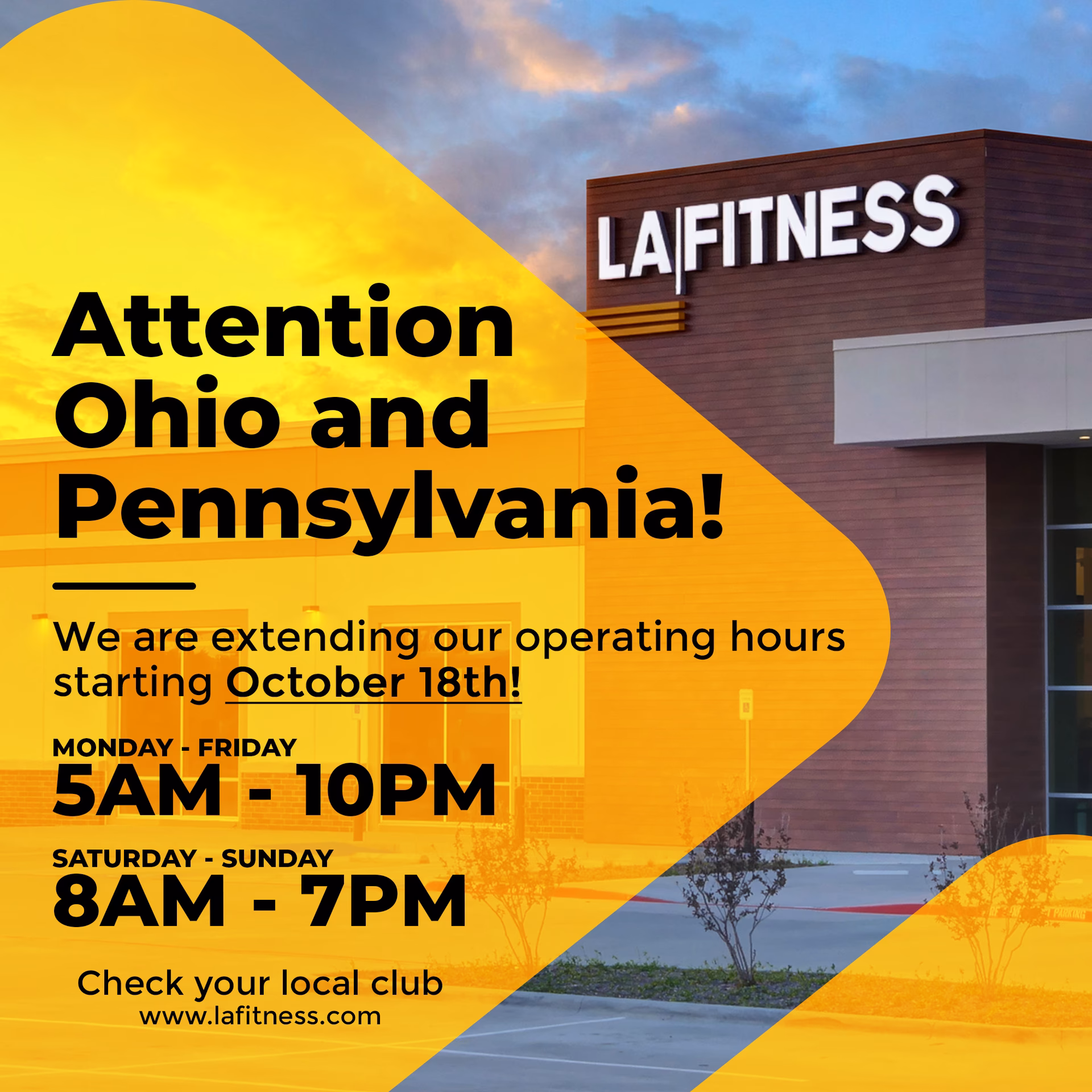 What time does LA Fitness open & close?