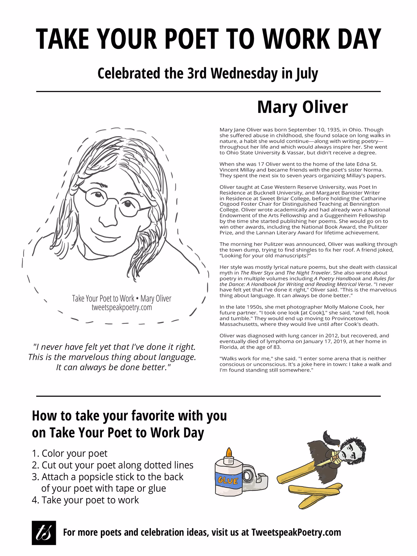 What themes did Mary Oliver write?