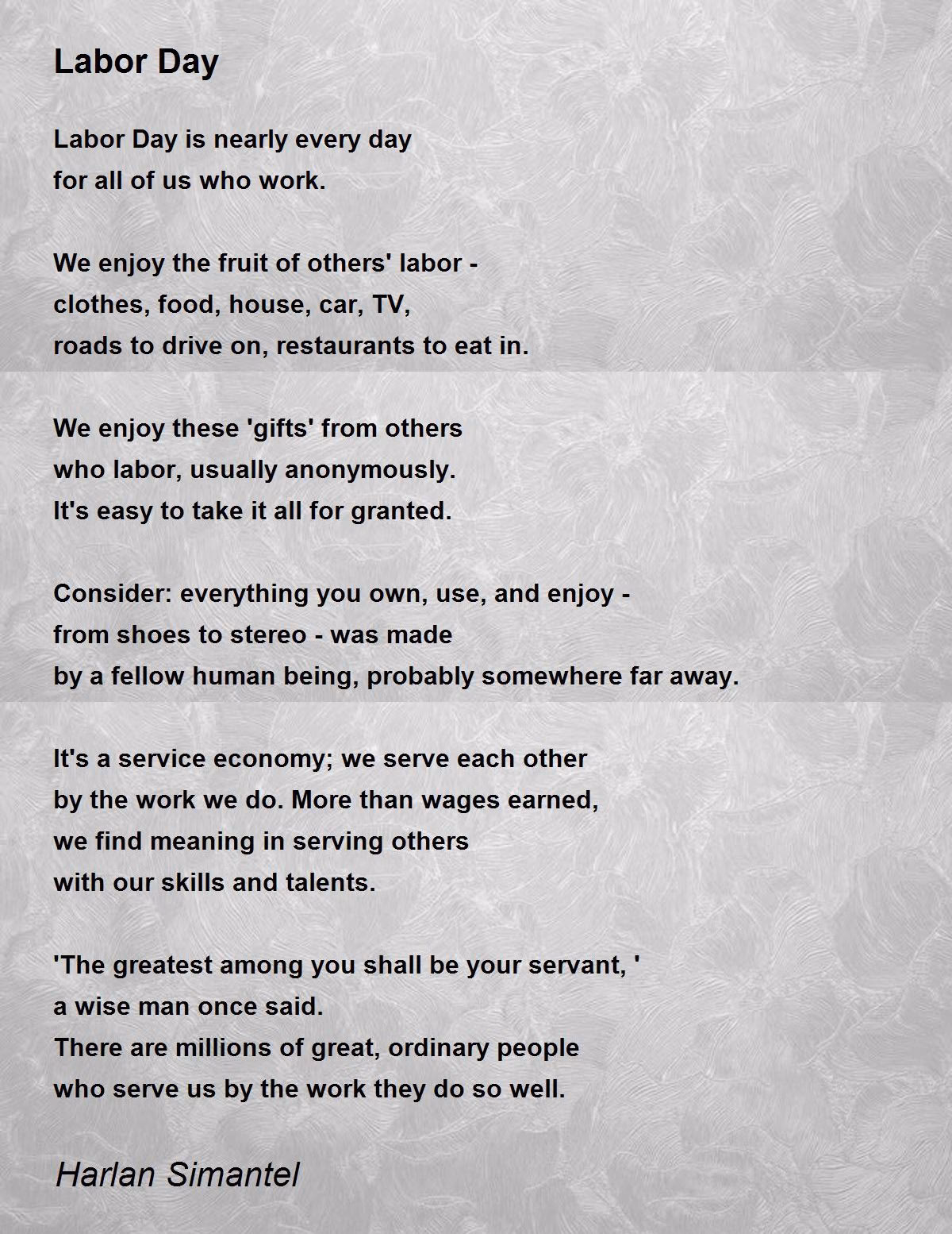 Why do poets celebrate Labor Day?