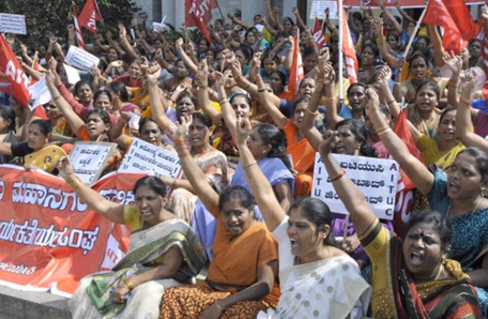 When did labor unions start in India?