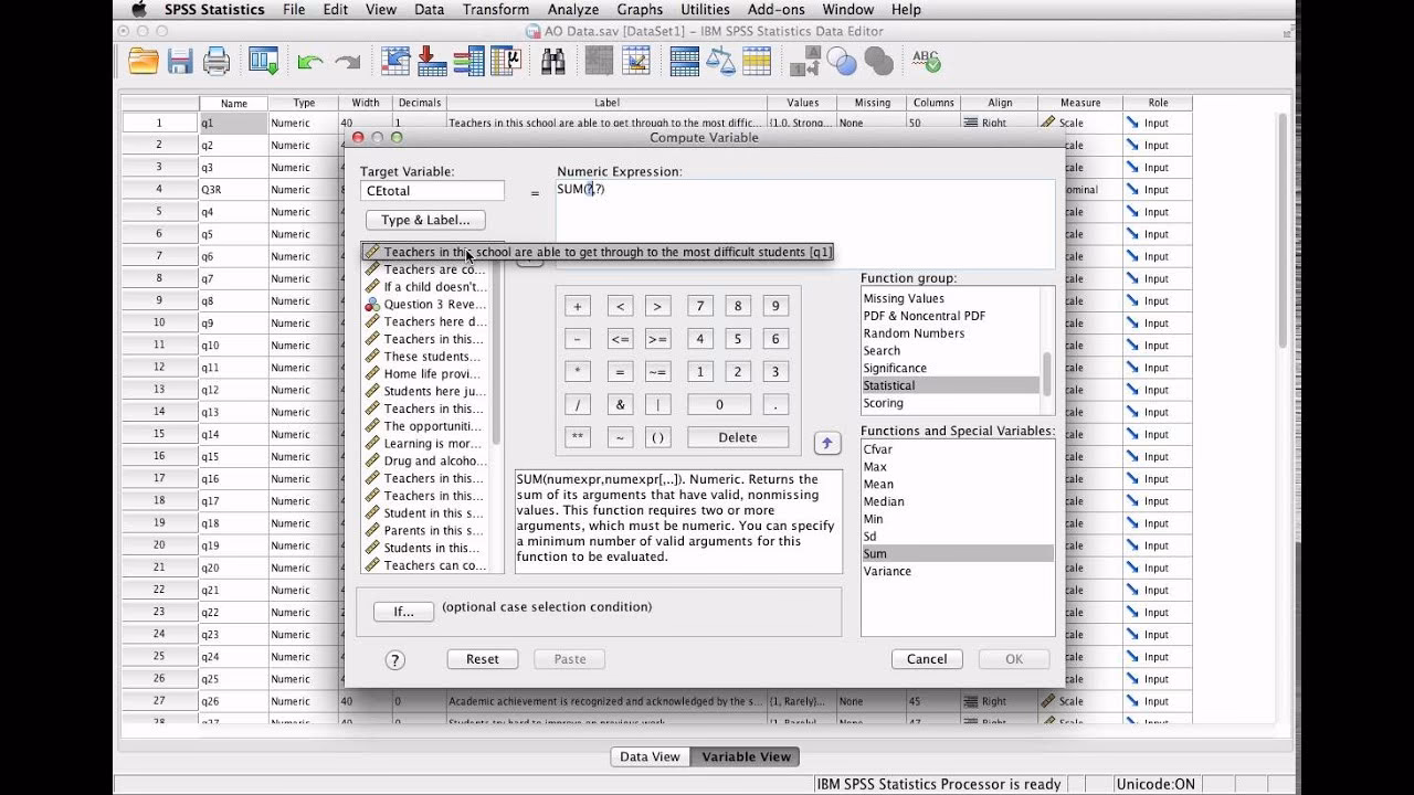 How do I combine variables in SPSS?