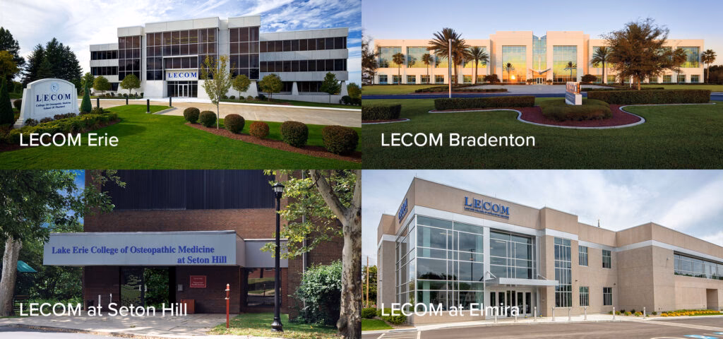 Who accredits Lake Erie College of Osteopathic Medicine?