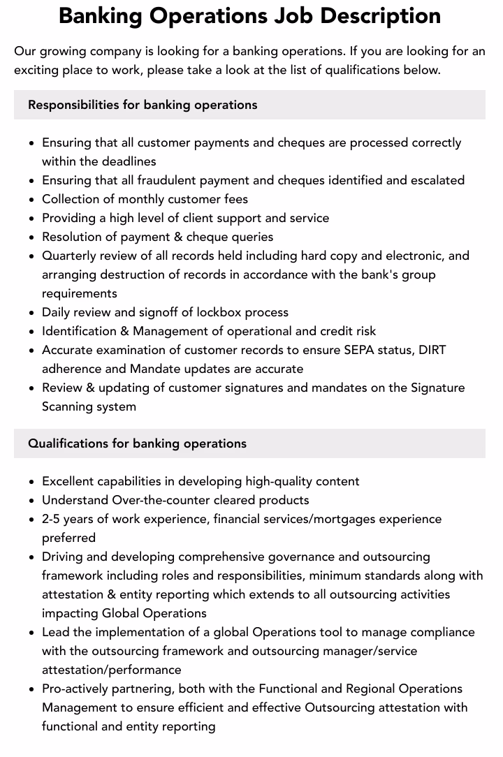 What are the operational aspects of banking?