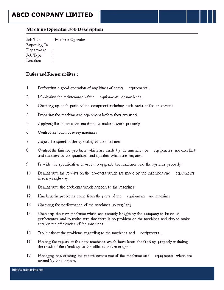 Why do you need a machine operator job description?