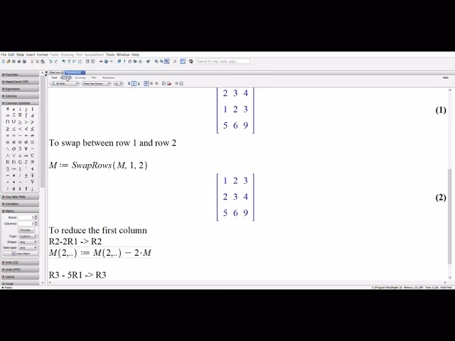 How to perform three elementary row operations in linear algebra?