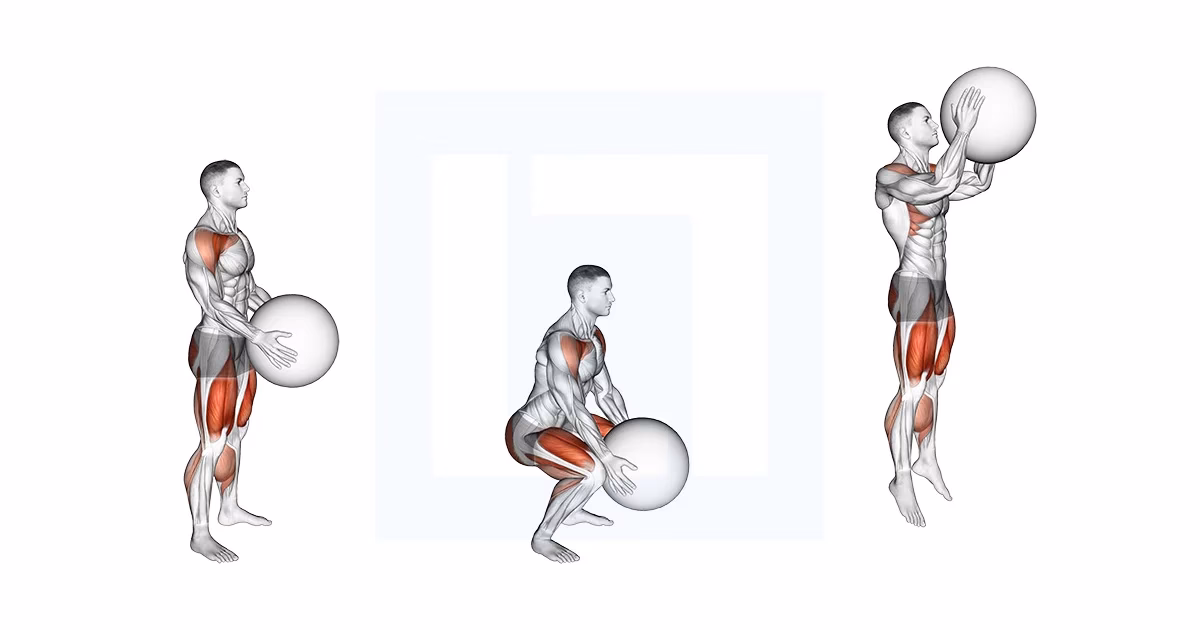 How do you squat with a medicine ball?