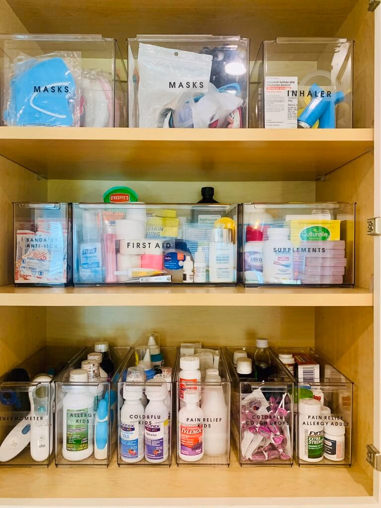 How do you organize a medicine cabinet?