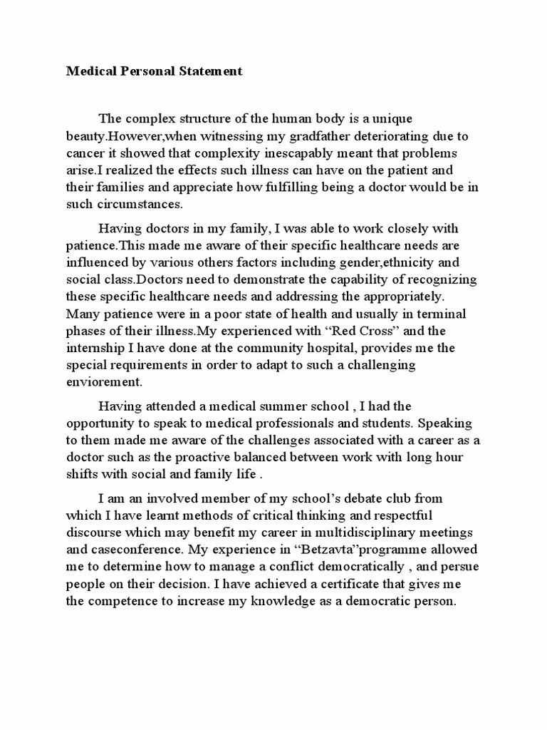 Which medical schools have a successful personal statement?