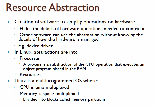 What is operating system abstractions Unix?