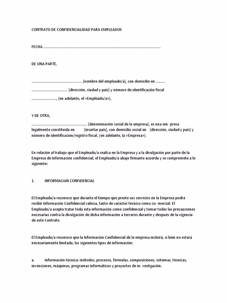 ¿Qué es un contrato de confidencialidad para empleados?