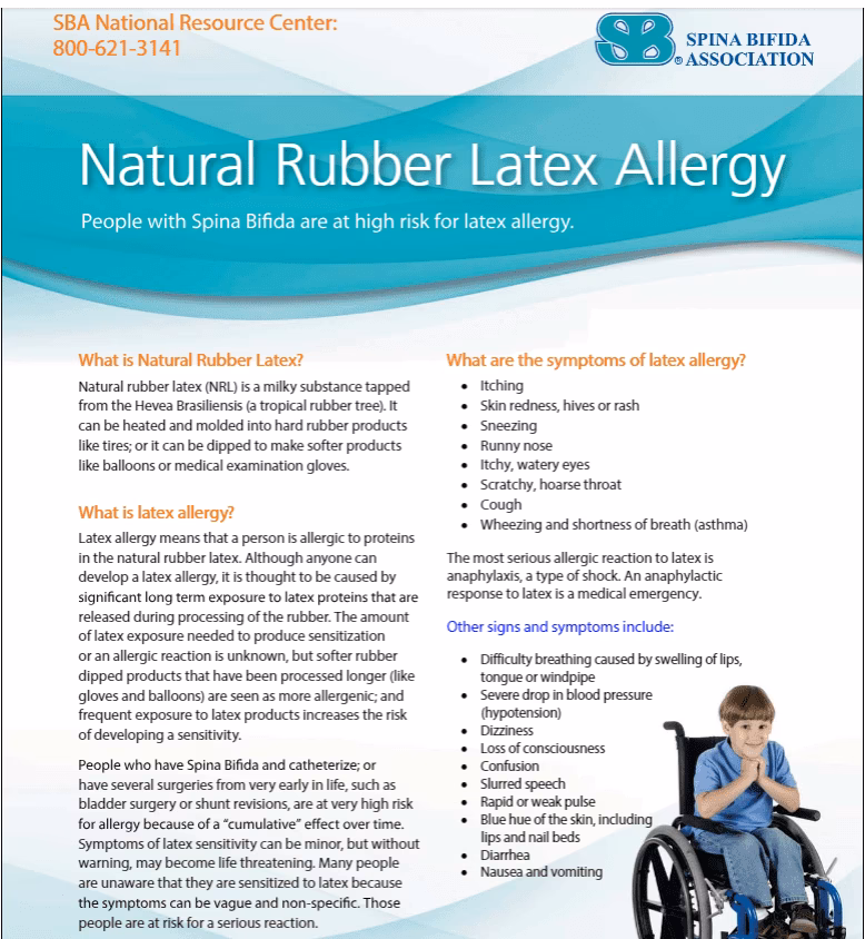 Are patients with myelomeningocele allergic to latex?