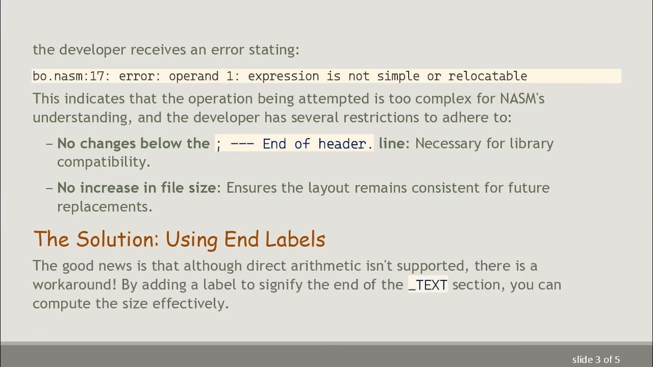 Does NASM have operation size not specified error?