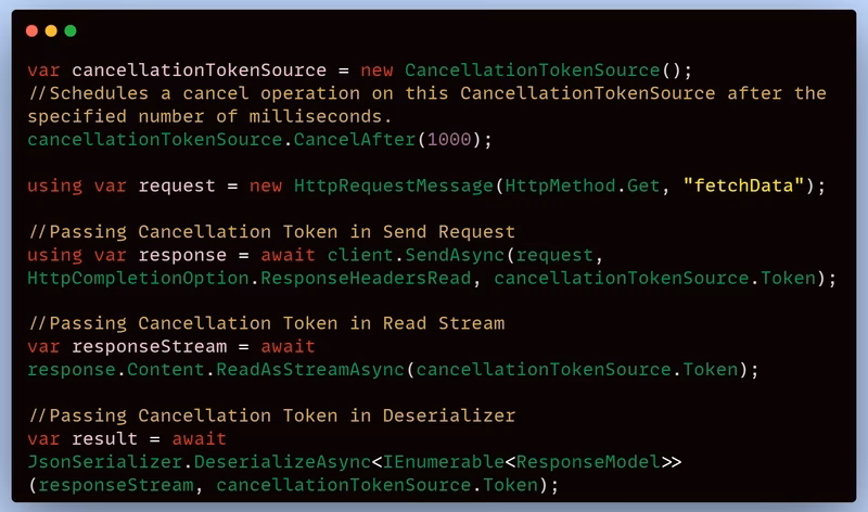 What does a cancellation error mean in ASP NET middleware?