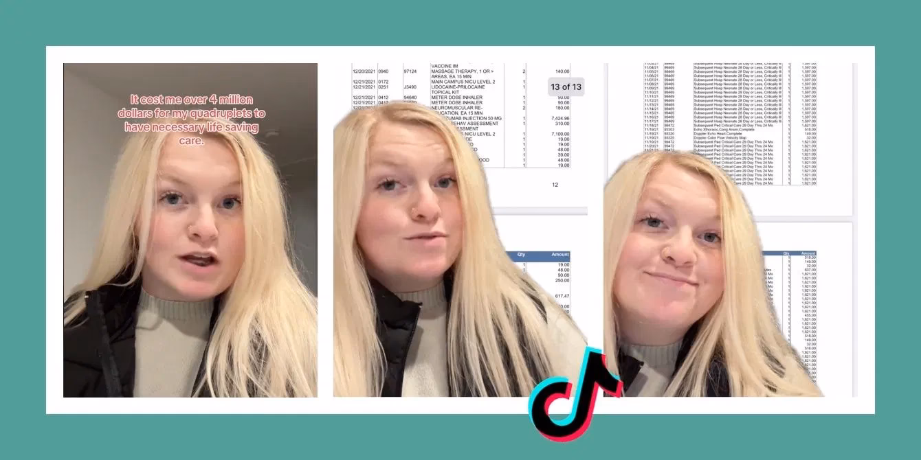 How much is a mom's hospital bill for her quadruplets' neonatal intensive care stay?