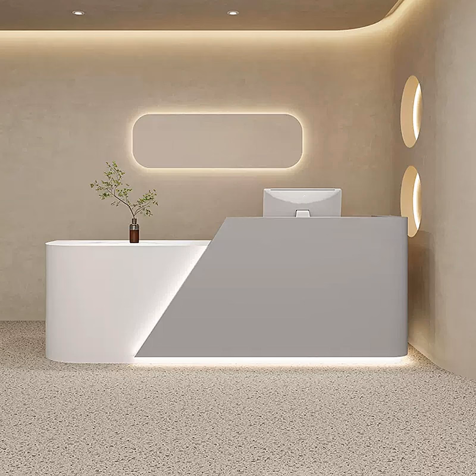 What are reception desks made of?