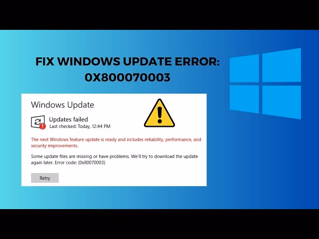 What is error code 0x80070003?
