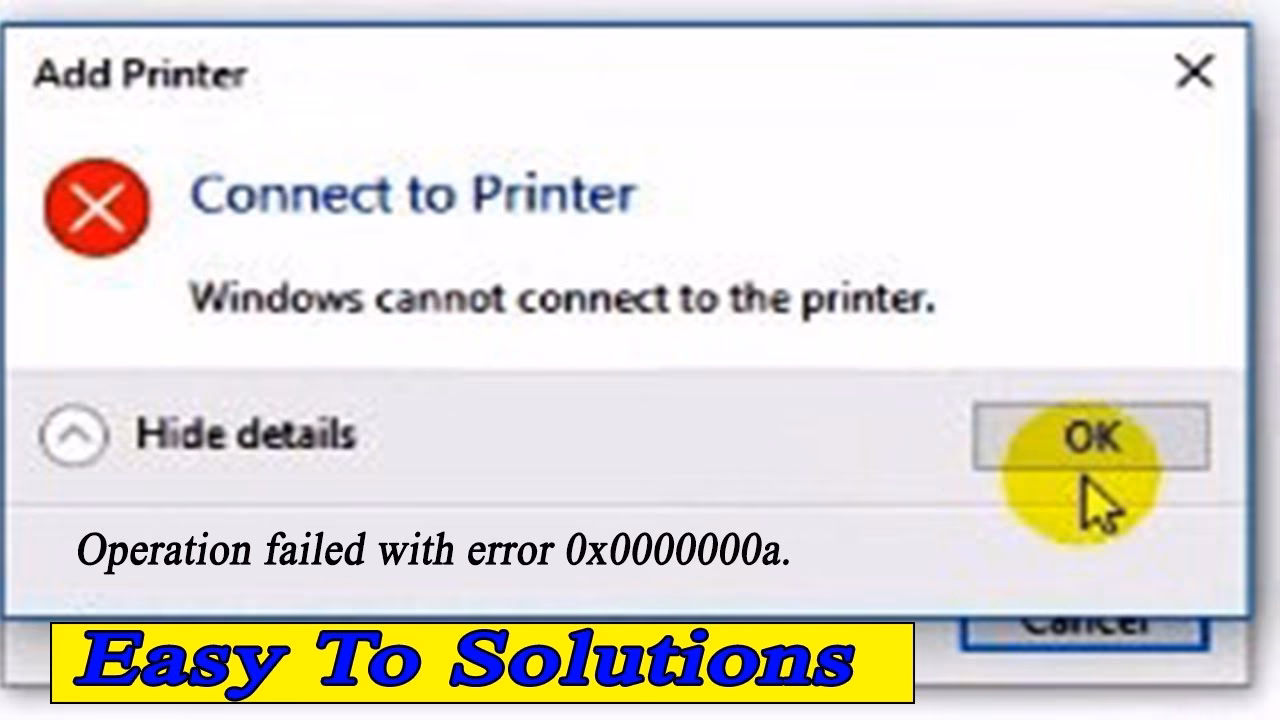 Why am I getting an error message when installing a shared printer?