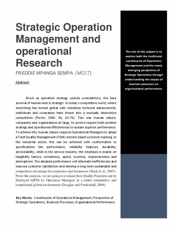 What are Operations Management thesis topics on sustainability?