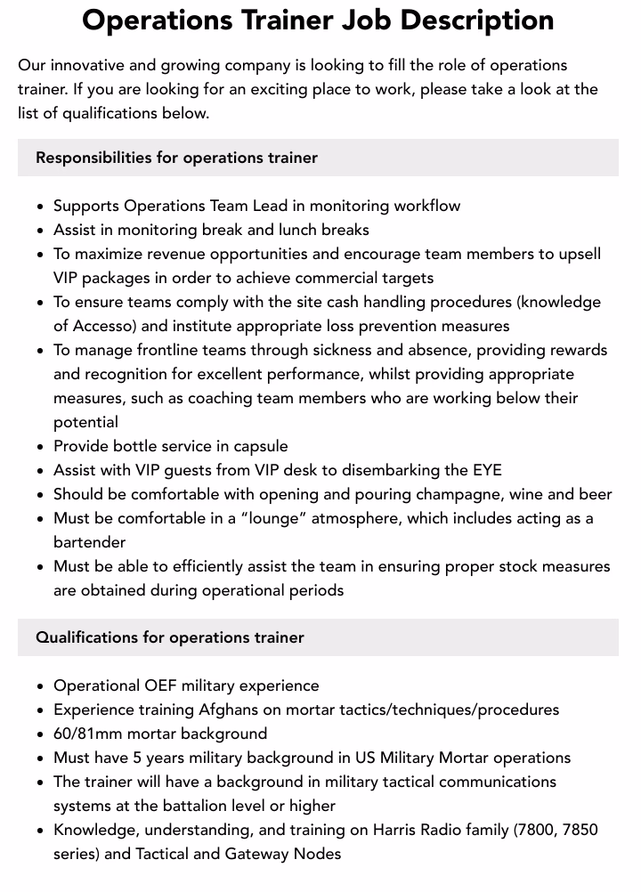 How can operations trainers improve employee performance?