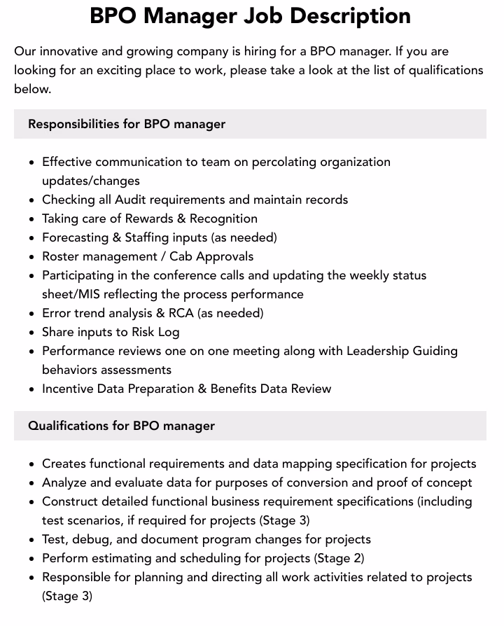 How to write an Effective Outsourcing Manager job description?