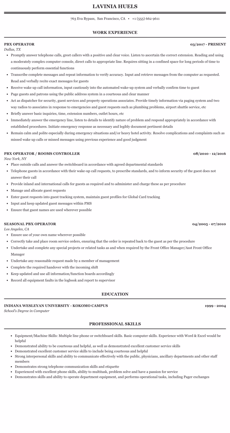 What is the role of a switchboard operator?