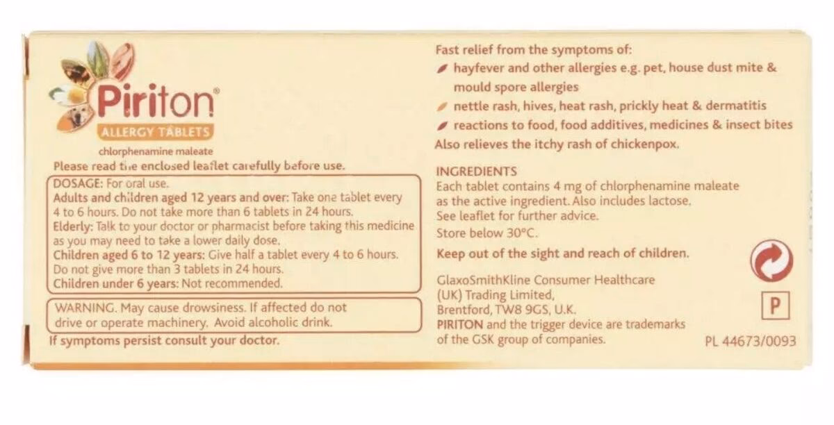 What is piriton 4 mg used for?
