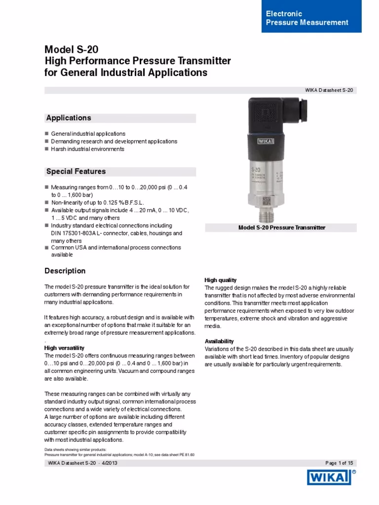 What is a pressure transmitter used for?