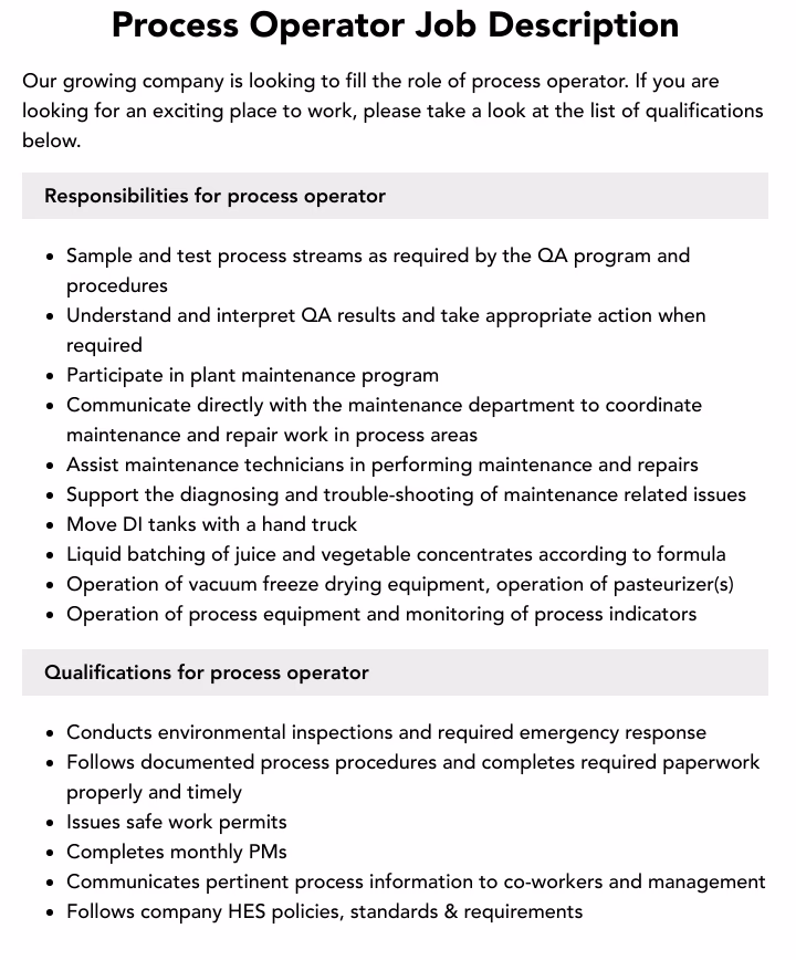 What is the difference between process operator and process technician?