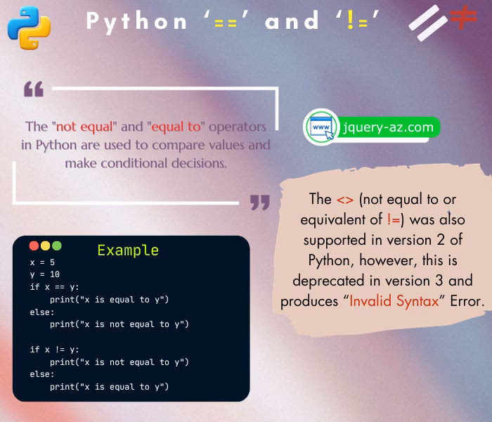 What is a 'is not equal' operator in Python?