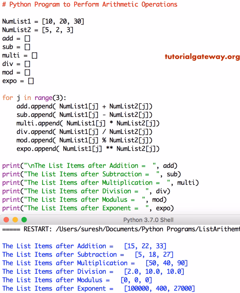 What are the list operations in Python?