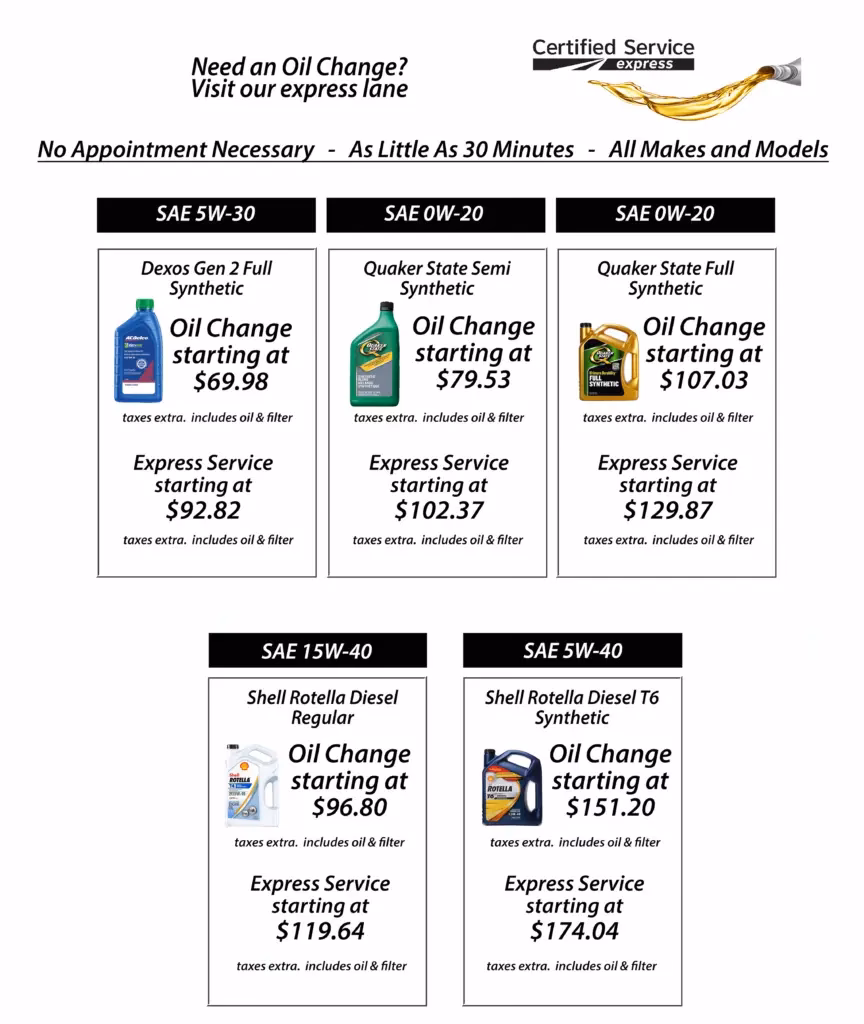 Do I need an appointment at the quick lube?