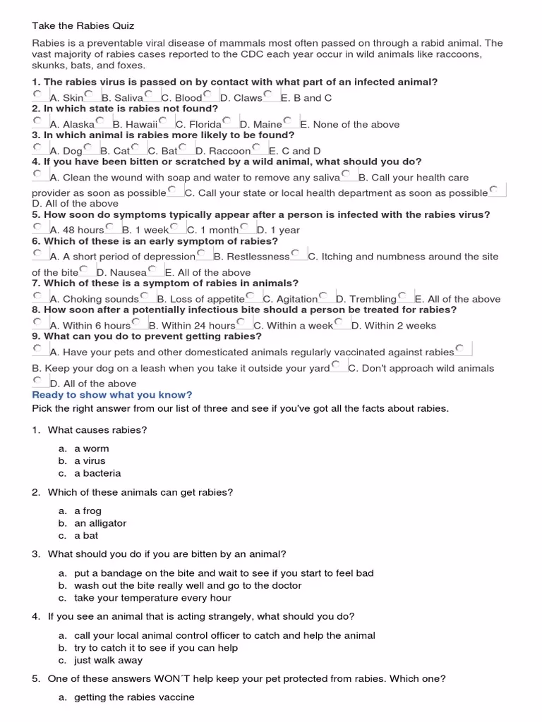 What are some trivia questions about rabies?