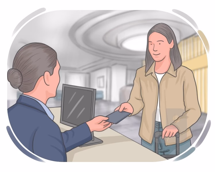 Where is a receptionist located?