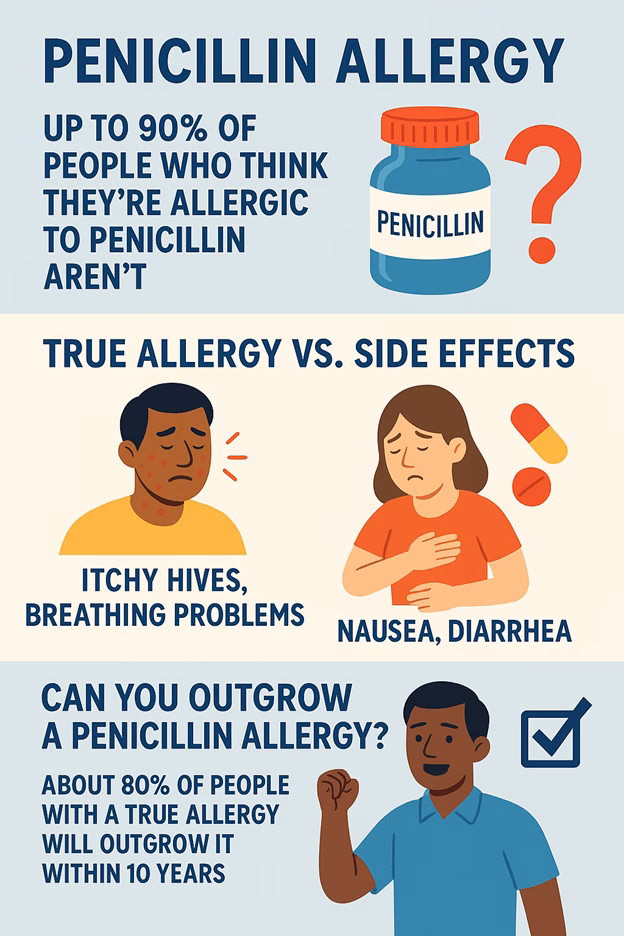 Is fever a symptom of a penicillin allergy reaction?