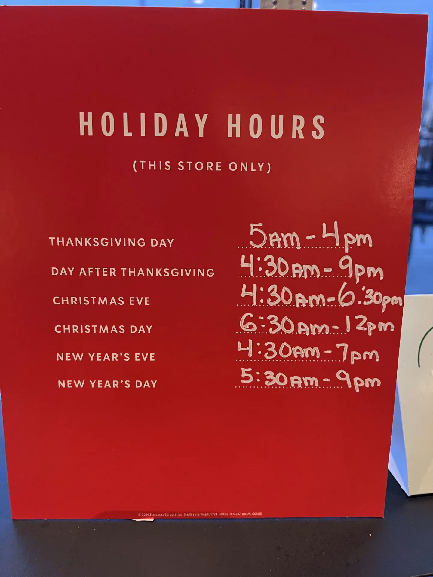 Is Starbucks open or closed on holidays?