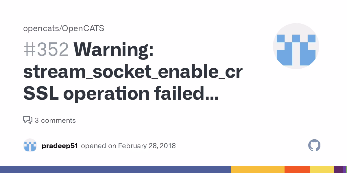 Why did stream_socket_enable_crypto fail?
