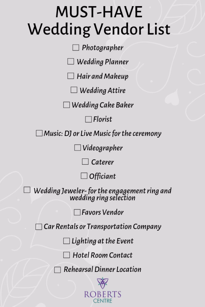 What should be on a wedding reception checklist?