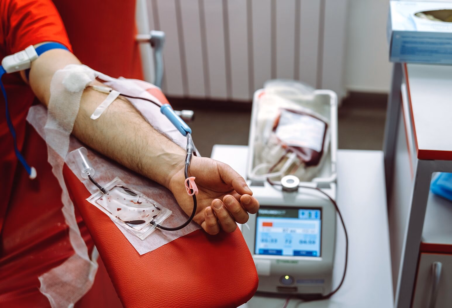What happens when a patient receives blood?